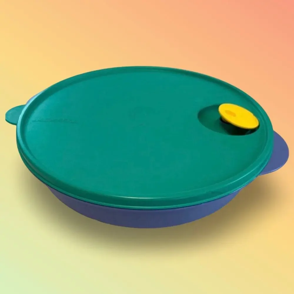 Tupperware Crystalwave Divided Dish Lid Vented Blue Green Microwave 3284C 2651C